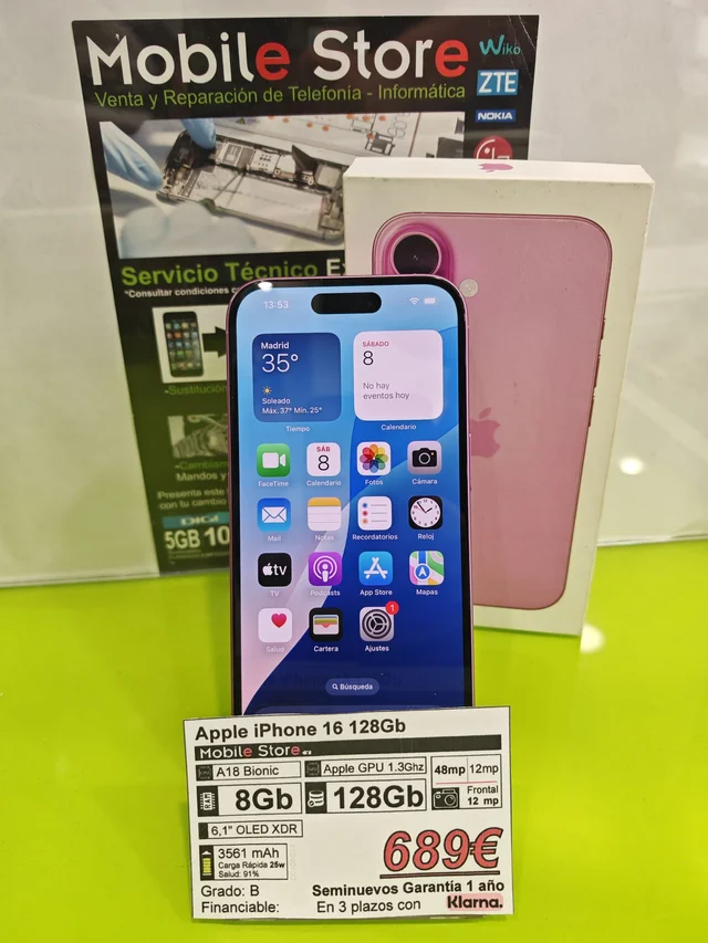 Apple iPhone 16 128GB Rosa